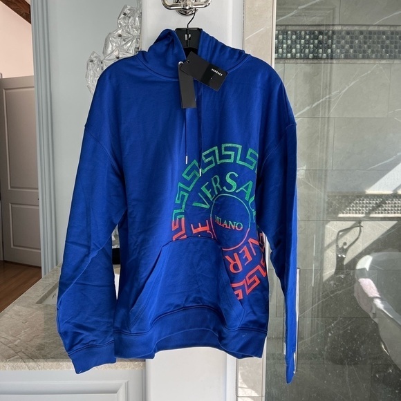Versace Asymmetric Split Logo Hoodie - Picture 4 of 12
